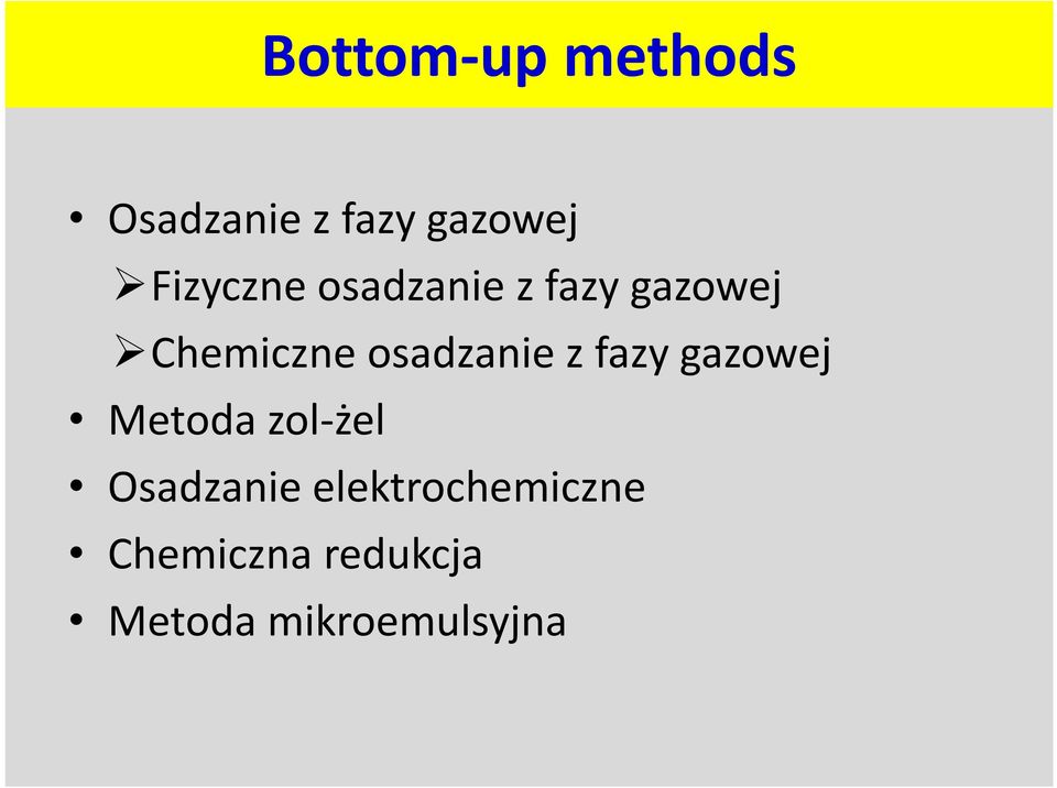 osadzanie z fazy gazowej Metoda zol-żel