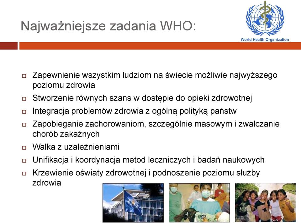 Zapobieganie zachorowaniom, szczególnie masowym i zwalczanie chorób zakaźnych Walka z uzależnieniami