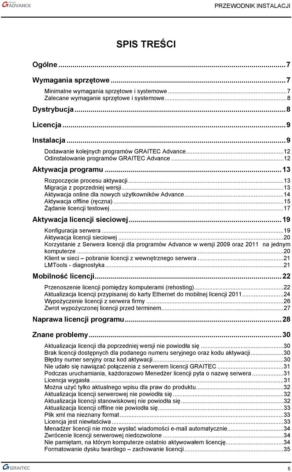 ..13 Aktywacja online dla nowych użytkowników Advance...14 Aktywacja offline (ręczna)...15 Żądanie licencji testowej...17 Aktywacja licencji sieciowej...19 Konfiguracja serwera.