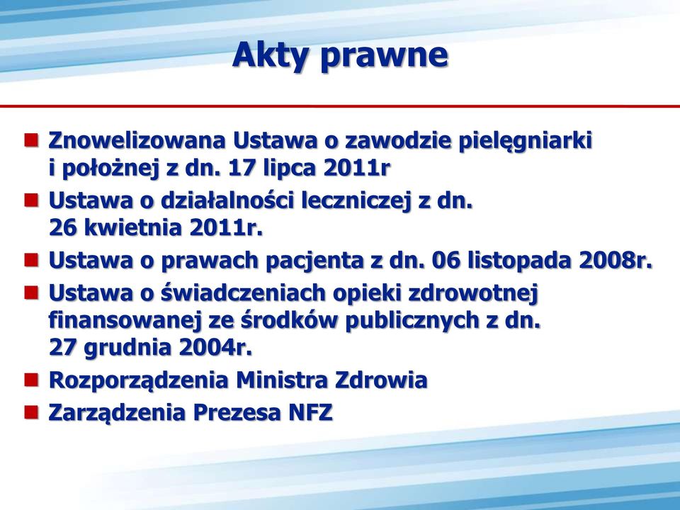 Ustawa o prawach pacjenta z dn. 06 listopada 2008r.