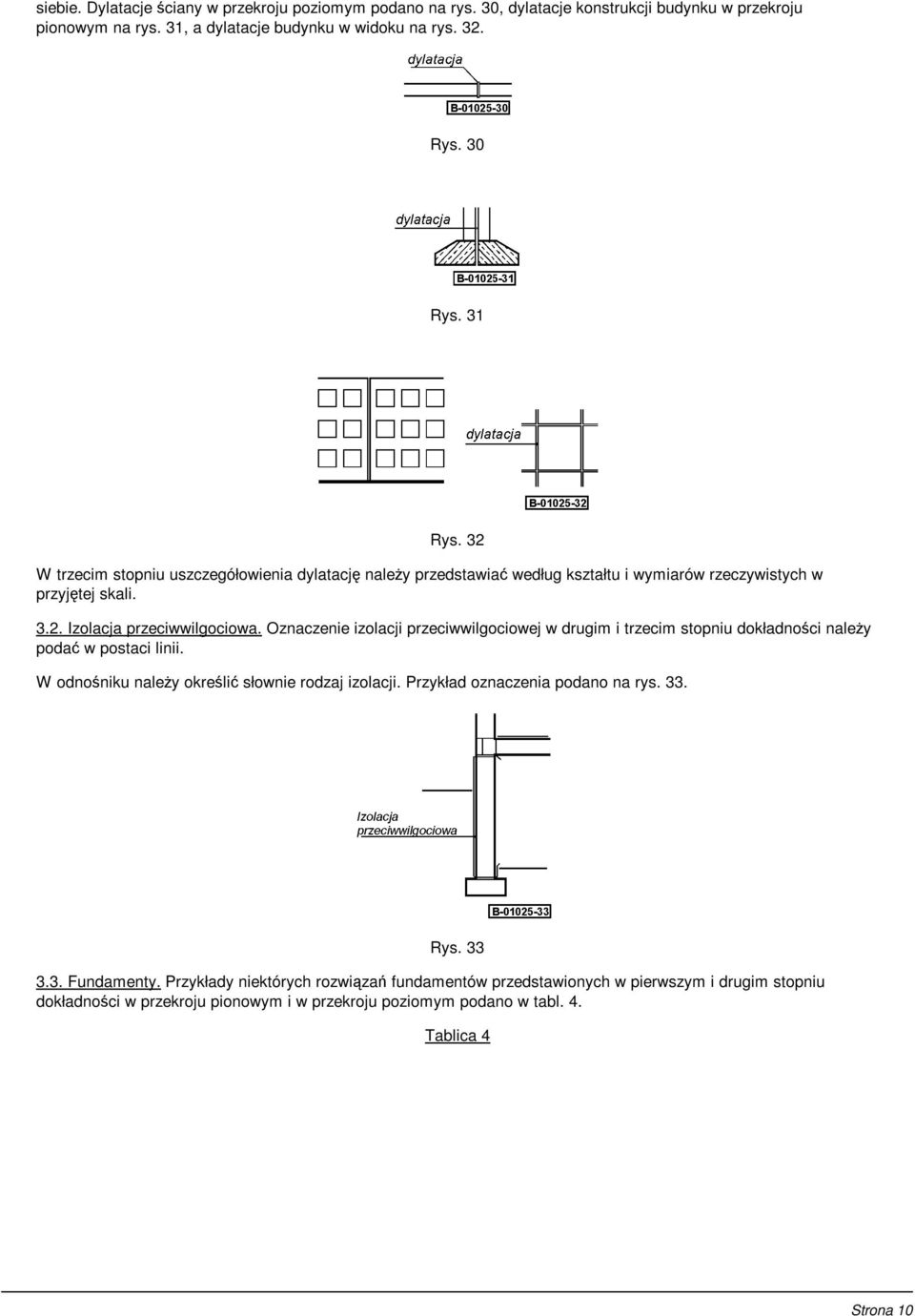 Oznaczenie izolacji przeciwwilgociowej w drugim i trzecim stopniu dokładności należy podać w postaci linii. W odnośniku należy określić słownie rodzaj izolacji.