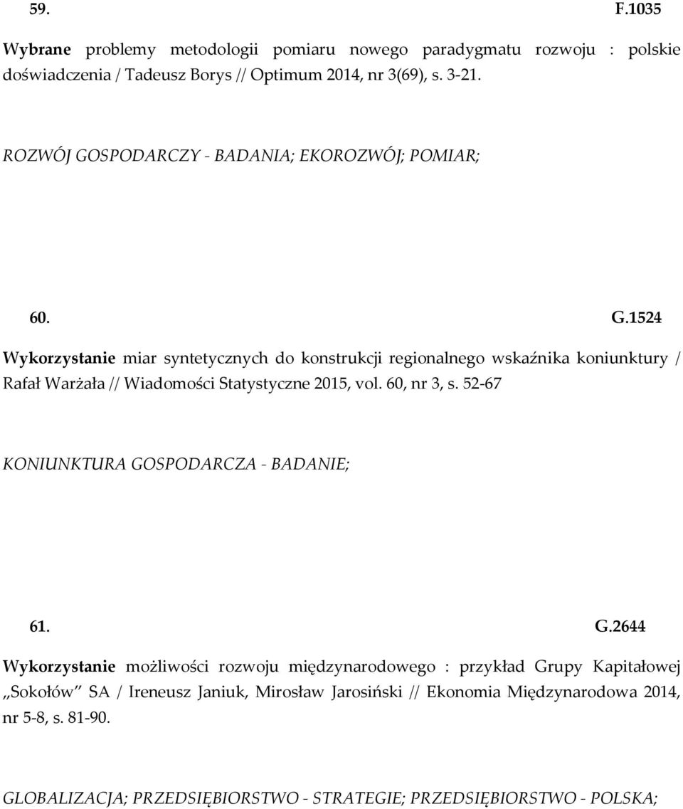 60, nr 3, s. 52-67 KONIUNKTURA GO