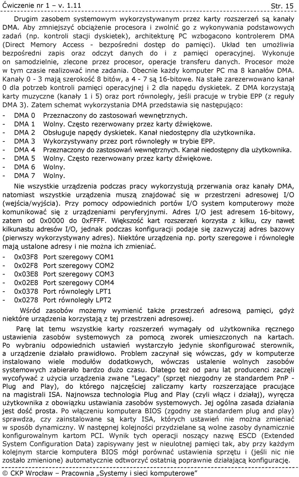 Układ ten umożliwia bezpośredni zapis oraz odczyt danych do i z pamięci operacyjnej. Wykonuje on samodzielnie, zlecone przez procesor, operacje transferu danych.