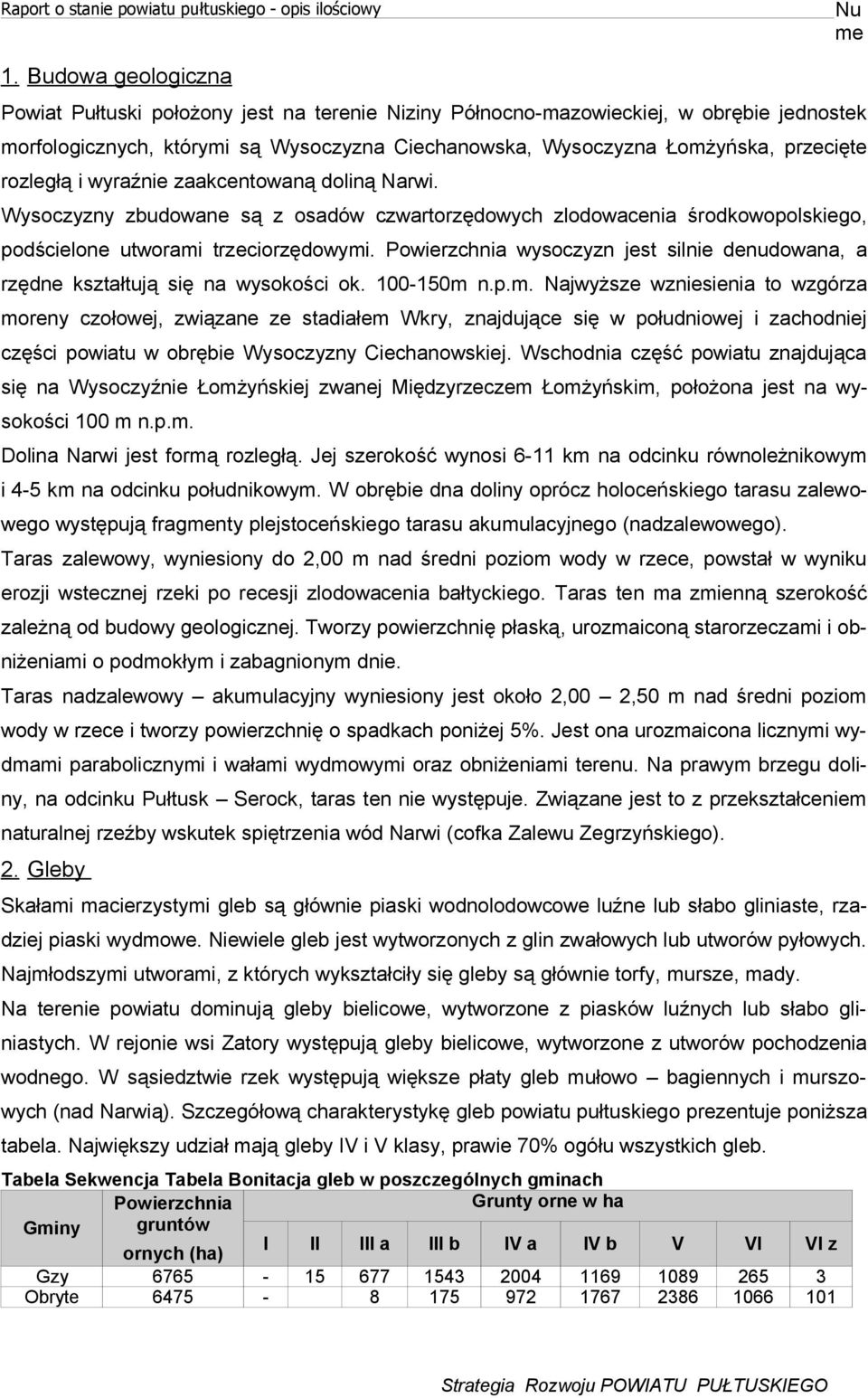 wyaźnie zaakcentowaną doliną Nawi. Wysoczyzny zbudowane są z osadów czwatozędowych zlodowacenia śodkowopolskiego, podścielone utwoami tzeciozędowymi.