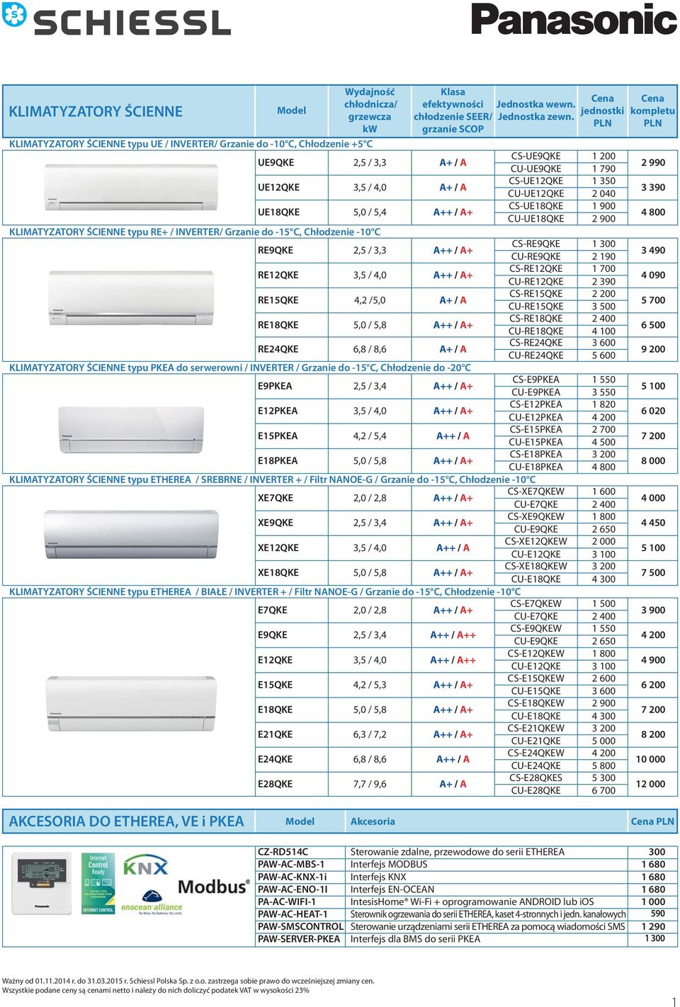 CS-RE9QKE CU-RE9QKE RE12QKE CS-RE12QKE CU-RE12QKE RE15QKE 4,2 / CS-RE15QKE CU-RE15QKE RE18QKE / 5,8 CS-RE18QKE CU-RE18QKE RE24QKE 6,8 / 8,6 CS-RE24QKE CU-RE24QKE KLIMATYZATORY ŚCIENNE typu PKEA do