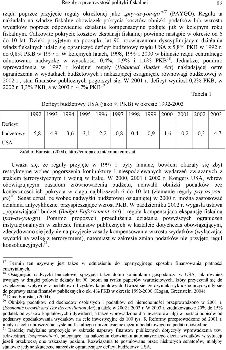 Całkowite pokrycie kosztów ekspansji fiskalnej powinno nastąpić w okresie od 6 do 10 lat. Dzięki przyjętym na początku lat 90.