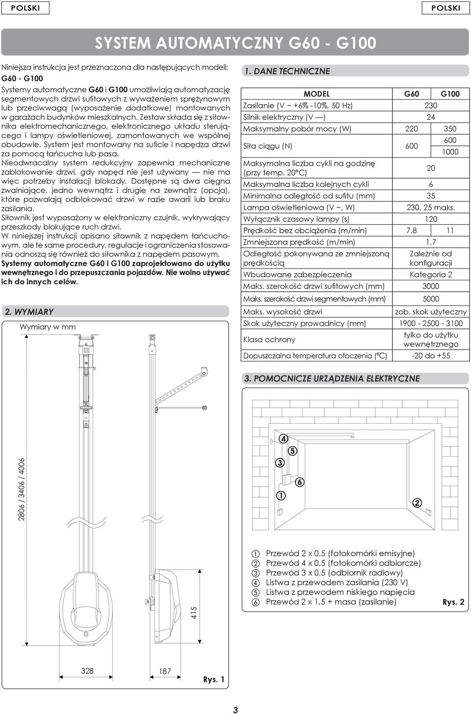 Zestaw składa się z siłownika elektromechanicznego, elektronicznego układu sterującego i lampy oświetleniowej, zamontowanych we wspólnej obudowie.