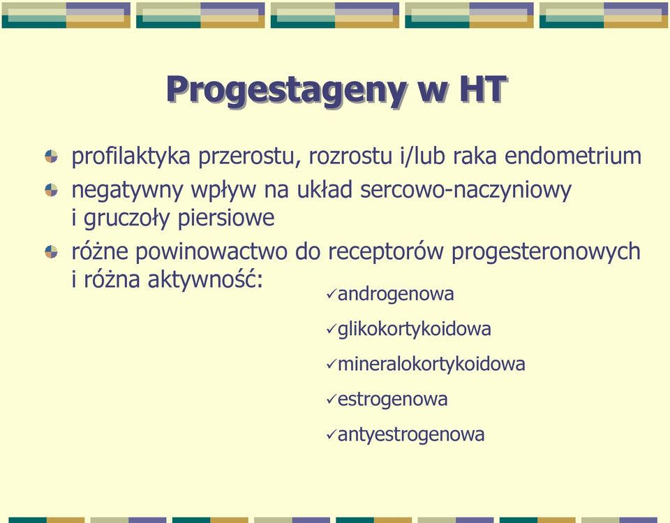 piersiowe różne powinowactwo do receptorów progesteronowych i różna