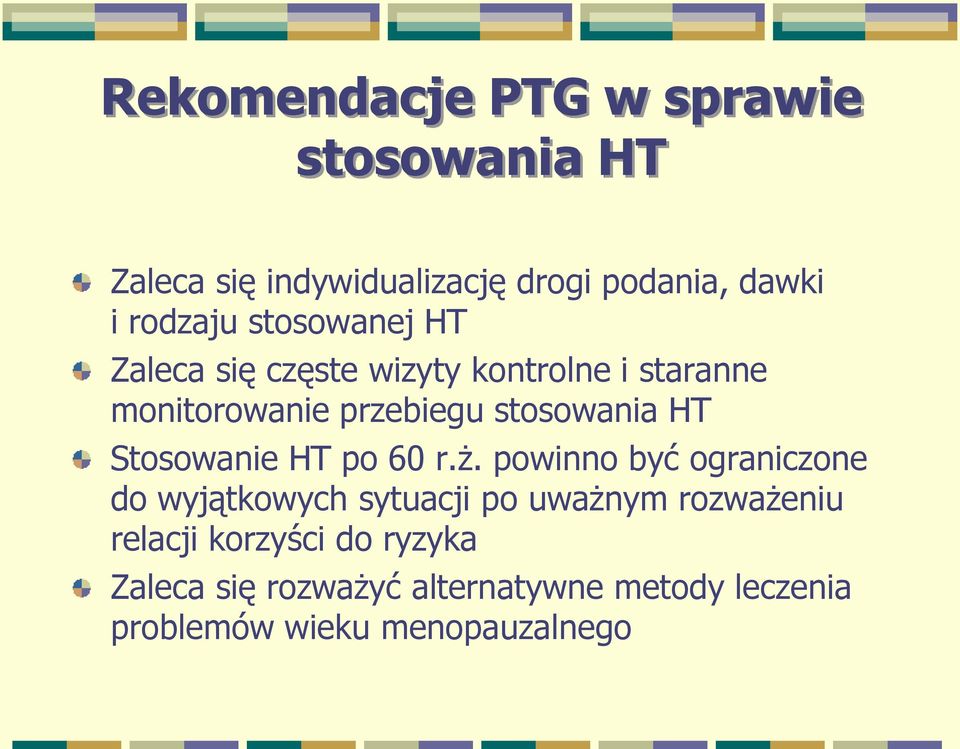 Stosowanie HT po 60 r.ż.