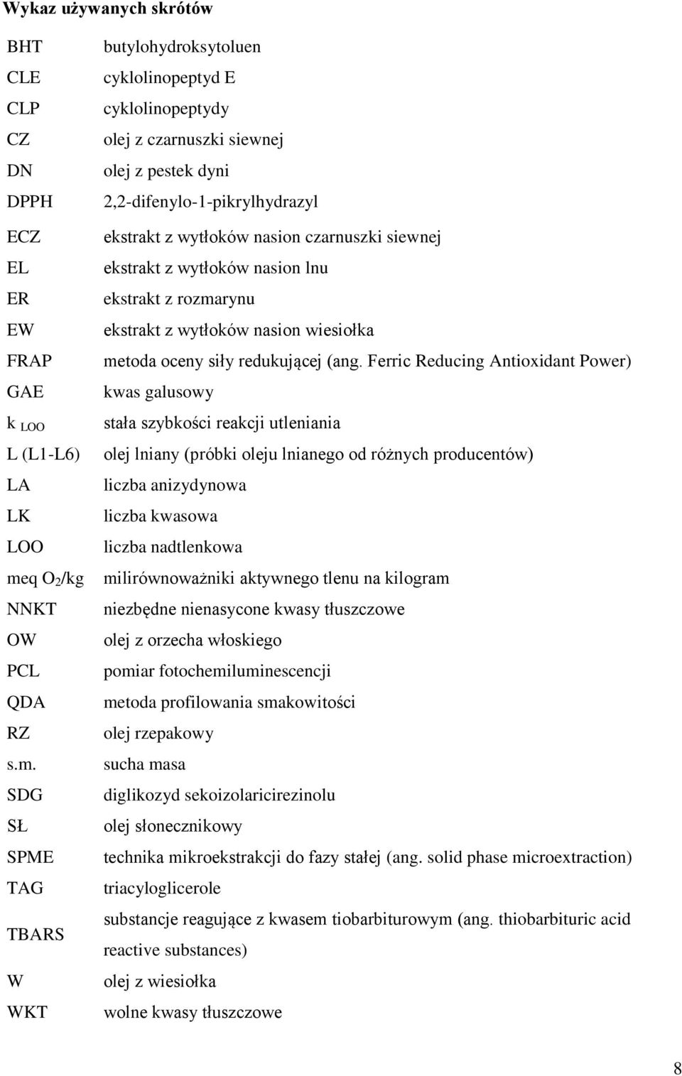 SDG SŁ SPME TAG TBARS W WKT butylohydroksytoluen cyklolinopeptyd E cyklolinopeptydy olej z czarnuszki siewnej olej z pestek dyni 2,2-difenylo-1-pikrylhydrazyl ekstrakt z wytłoków nasion czarnuszki