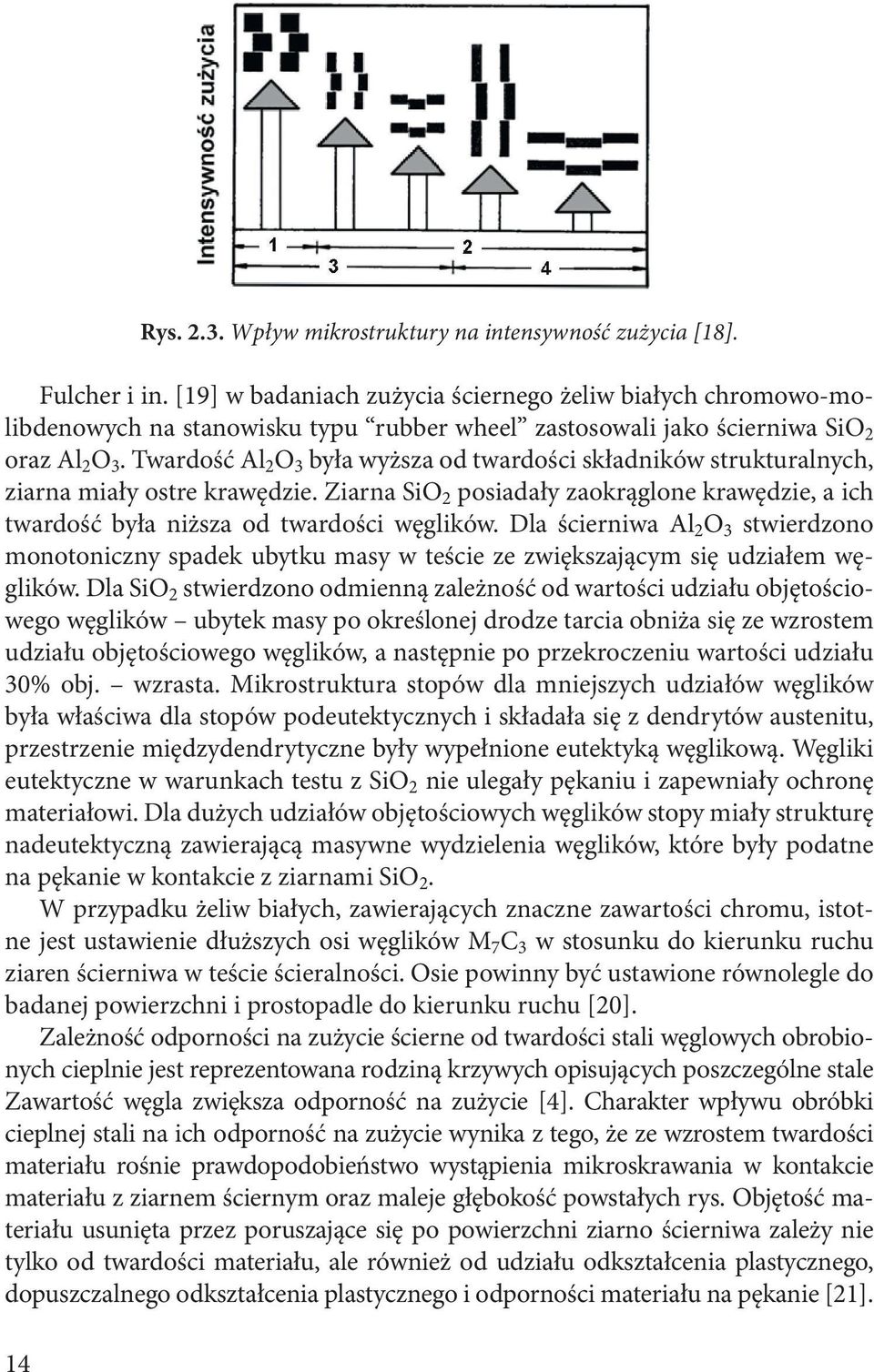 Twardość Al 2 O 3 była wyższa od twardości składników strukturalnych, ziarna miały ostre krawędzie. Ziarna SiO 2 posiadały zaokrąglone krawędzie, a ich twardość była niższa od twardości węglików.