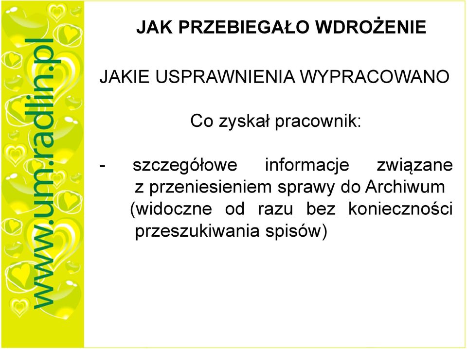 informacje związane z przeniesieniem sprawy do