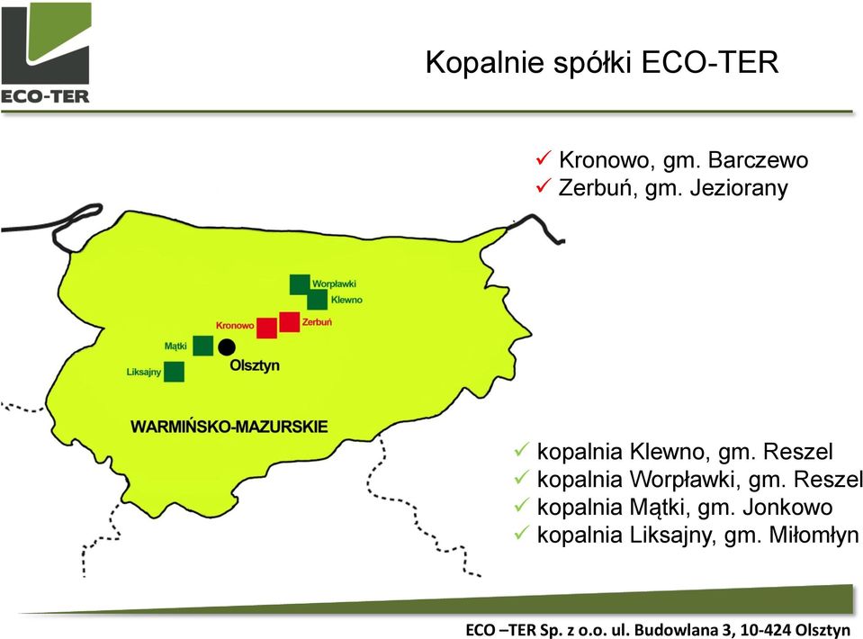 Jeziorany kopalnia Klewno, gm.