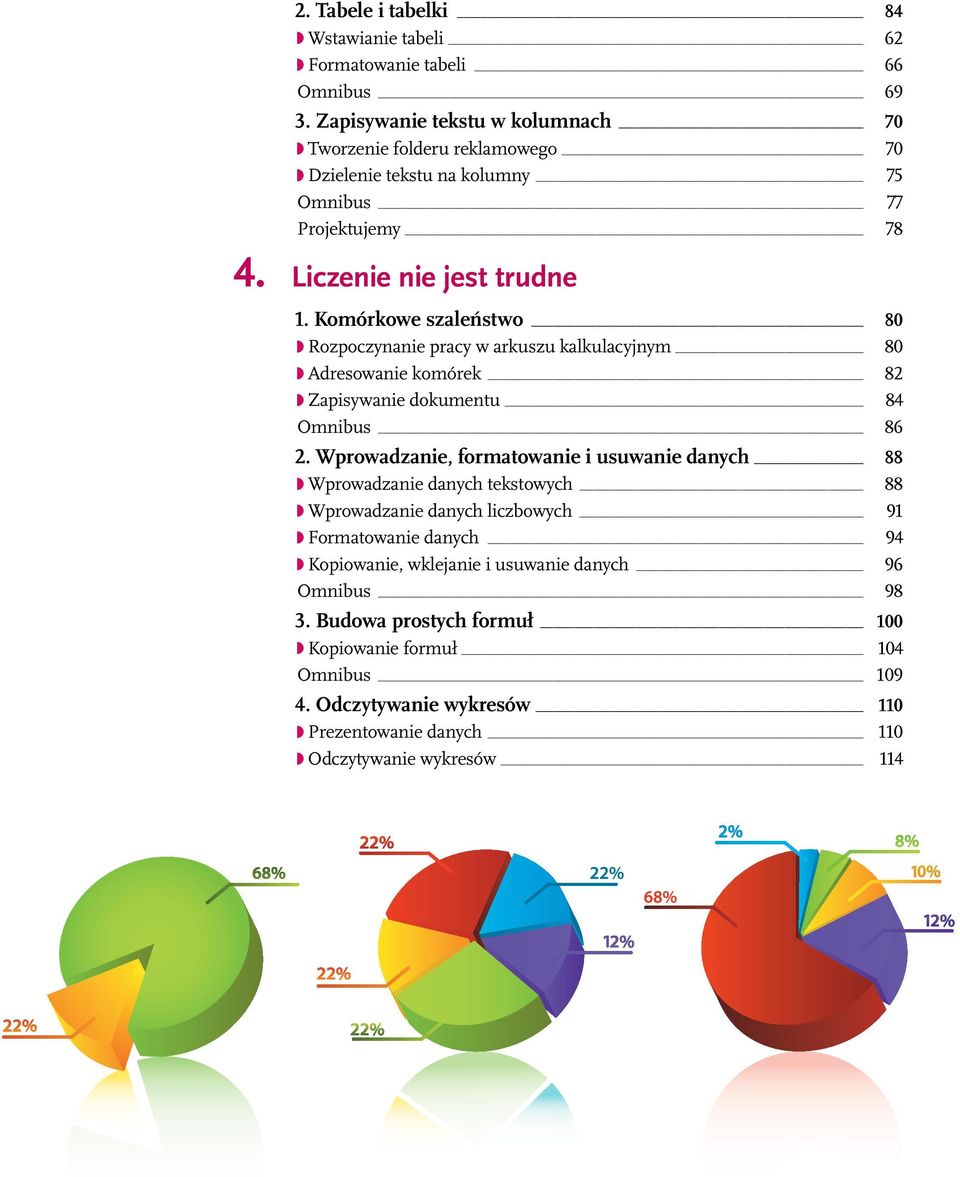 Komórkowe szaleństwo 80 Rozpoczynanie pracy w arkuszu kalkulacyjnym 80 Adresowanie komórek 82 Zapisywanie dokumentu 84 Omnibus 86 2.