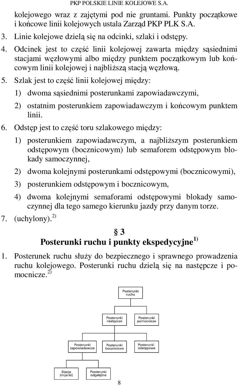 Szlak jest to część linii kolejowej między: 1) dwoma sąsiednimi posterunkami zapowiadawczymi, 2) ostatnim posterunkiem zapowiadawczym i końcowym punktem linii. 6.