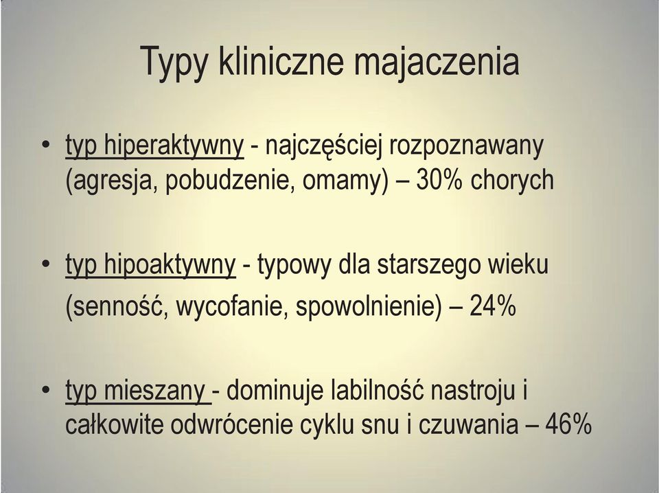 starszego wieku (senność, wycofanie, spowolnienie) 24% typ