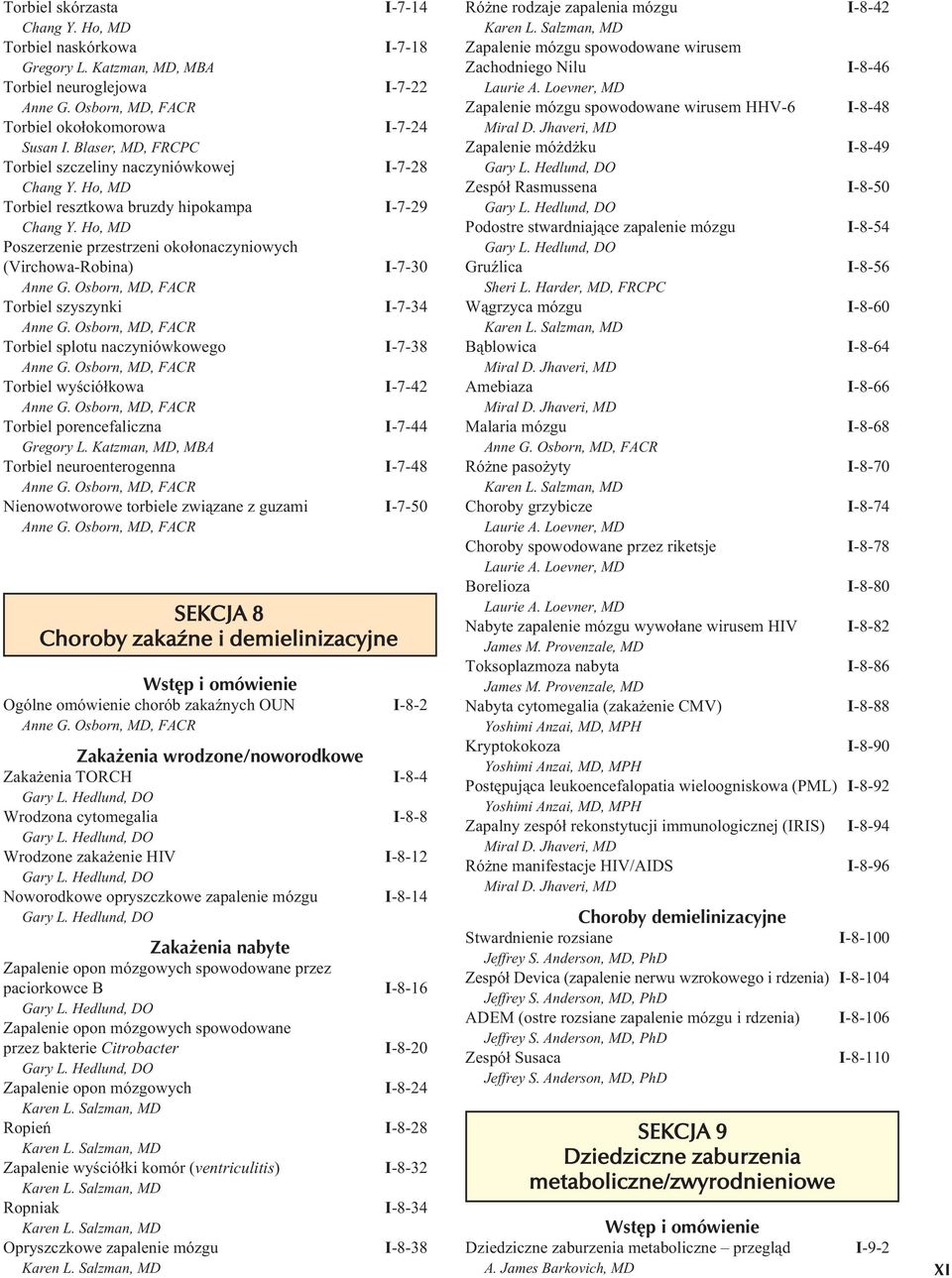 zakaźne i demielinizacyjne Ogólne omówienie chorób zakaźnych OUN Zakażenia wrodzone/noworodkowe Zakażenia TORCH Wrodzona cytomegalia Wrodzone zakażenie HIV Noworodkowe opryszczkowe zapalenie mózgu