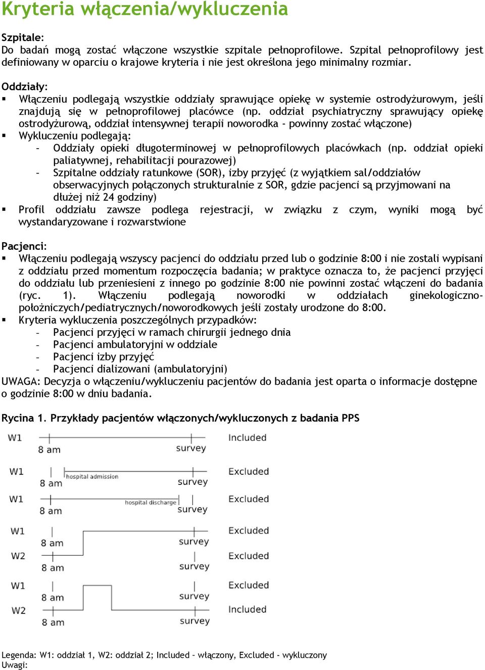 Oddziały: Włączeniu podlegają wszystkie oddziały sprawujące opiekę w systemie ostrodyżurowym, jeśli znajdują się w pełnoprofilowej placówce (np.