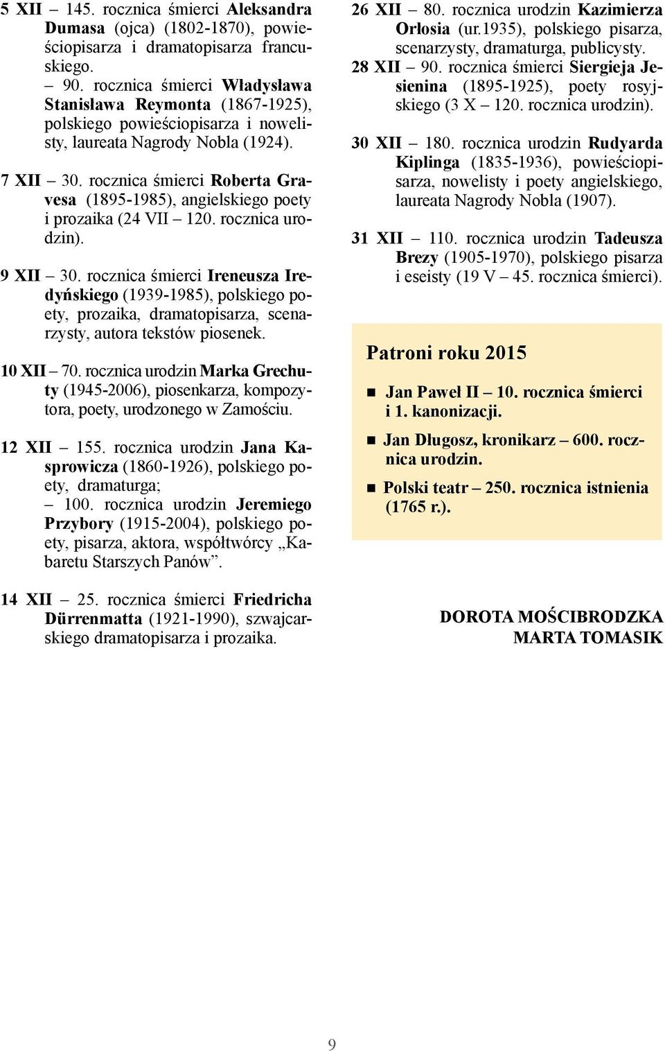 rocznica śmierci Roberta Gravesa (1895-1985), angielskiego poety i prozaika (24 VII 120. rocznica urodzin). 9 XII 30.