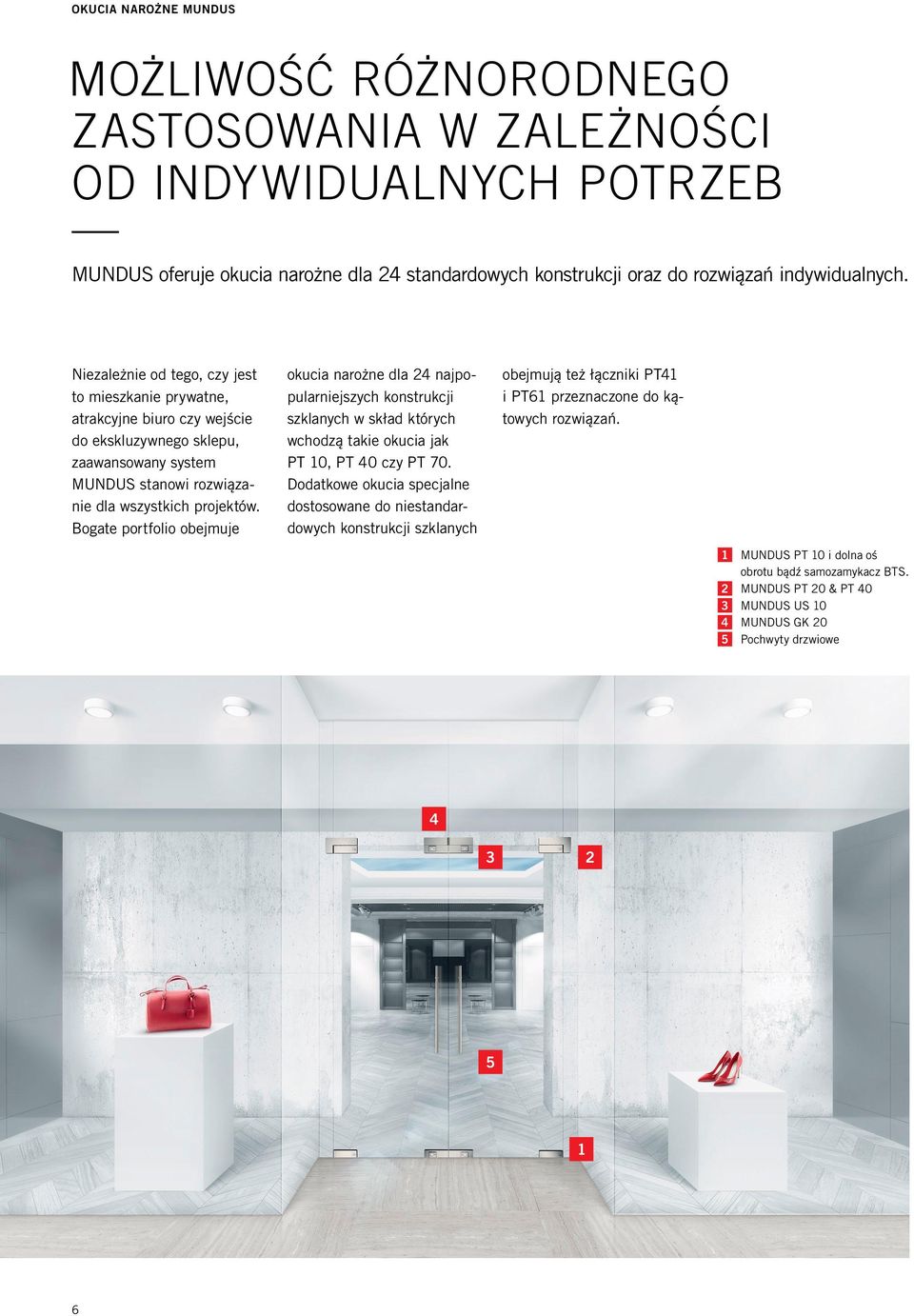 Bogate portfolio obejmuje okucia narożne dla 4 najpopularniejszych konstrukcji szklanych w skład których wchodzą takie okucia jak PT 10, PT 40 czy PT 70.