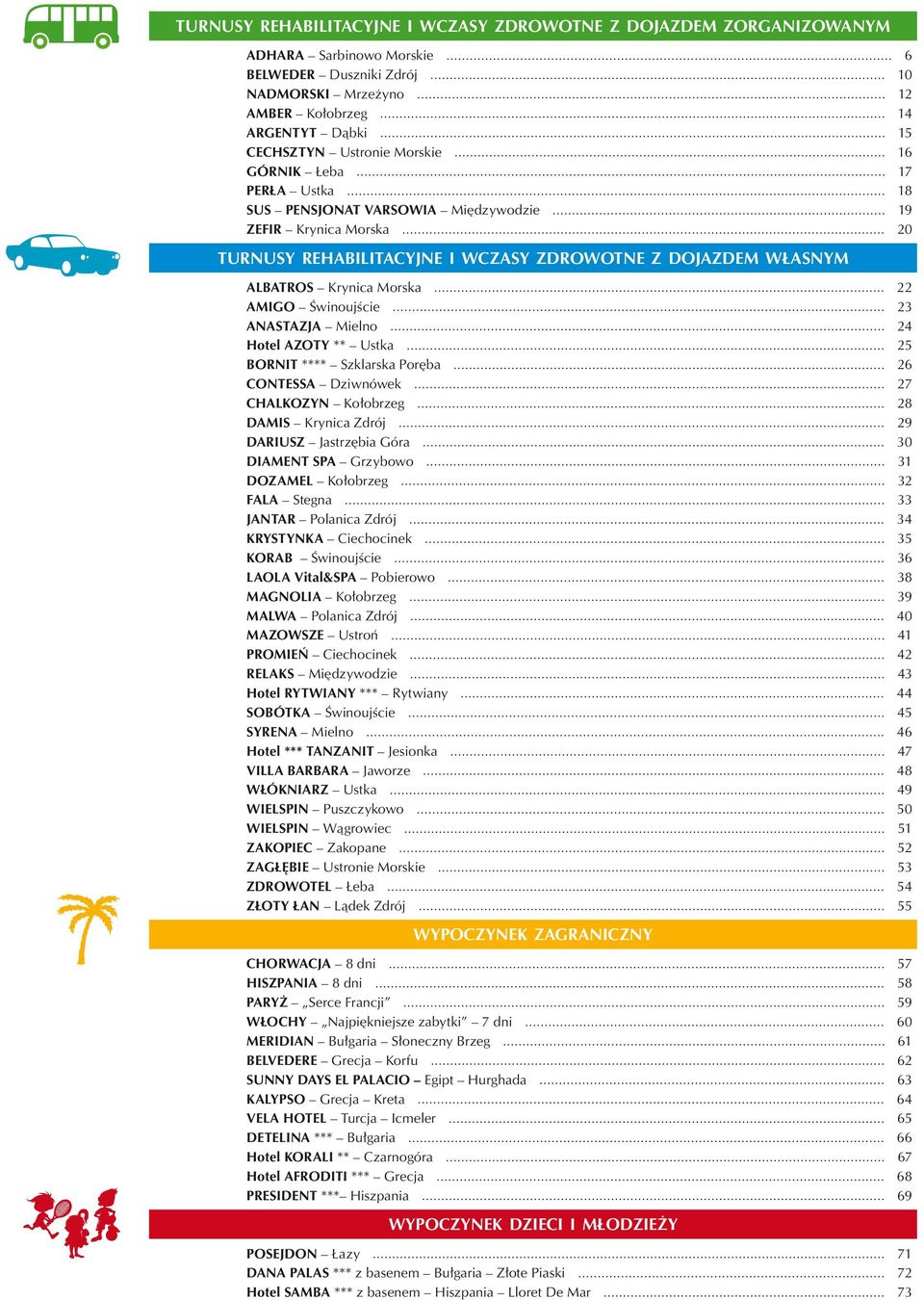 22 AMIGO Świnoujście 23 ANASTAZJA Mielno 24 Hotel AZOTY ** Ustka 25 BORNIT **** Szklarska Poręba 26 CONTESSA Dziwnówek 27 CHALKOZYN Kołobrzeg 28 DAMIS Krynica Zdrój 29 DARIUSZ Jastrzębia Góra 30