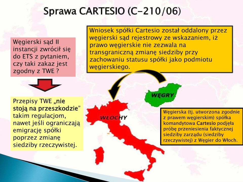 zachowaniu statusu spółki jako podmiotu węgierskiego.