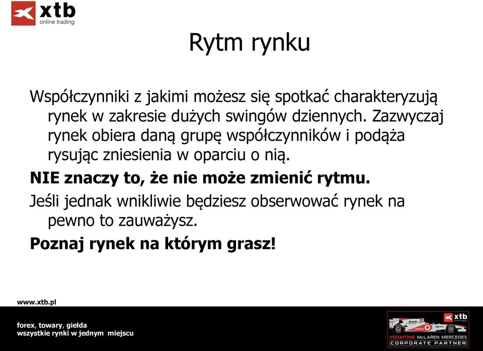 Zazwyczaj rynek obiera daną grupę współczynników i podąża rysując zniesienia w oparciu