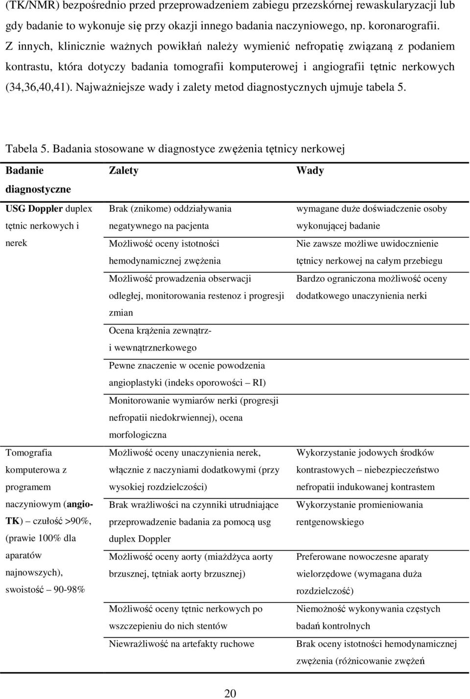 Najważniejsze wady i zalety metod diagnostycznych ujmuje tabela 5. Tabela 5.