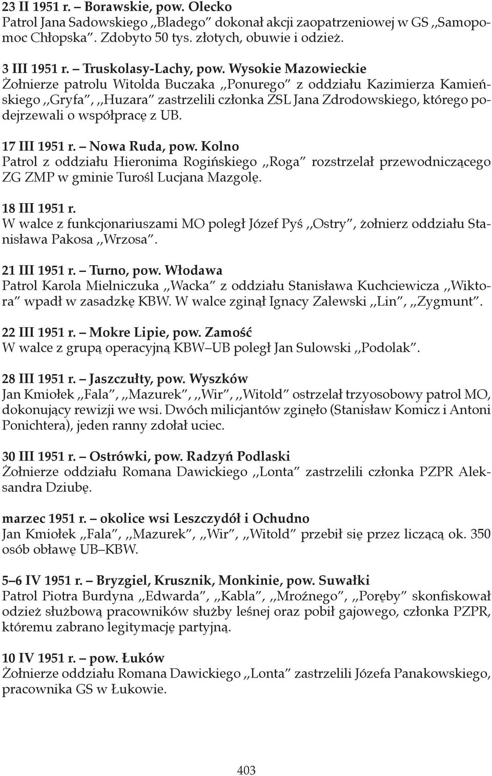 Wysokie Mazowieckie Żołnierze patrolu Witolda Buczaka,,Ponurego z oddziału Kazimierza Kamieńskiego,,Gryfa,,,Huzara zastrzelili członka ZSL Jana Zdrodowskiego, którego podejrzewali o współpracę z UB.