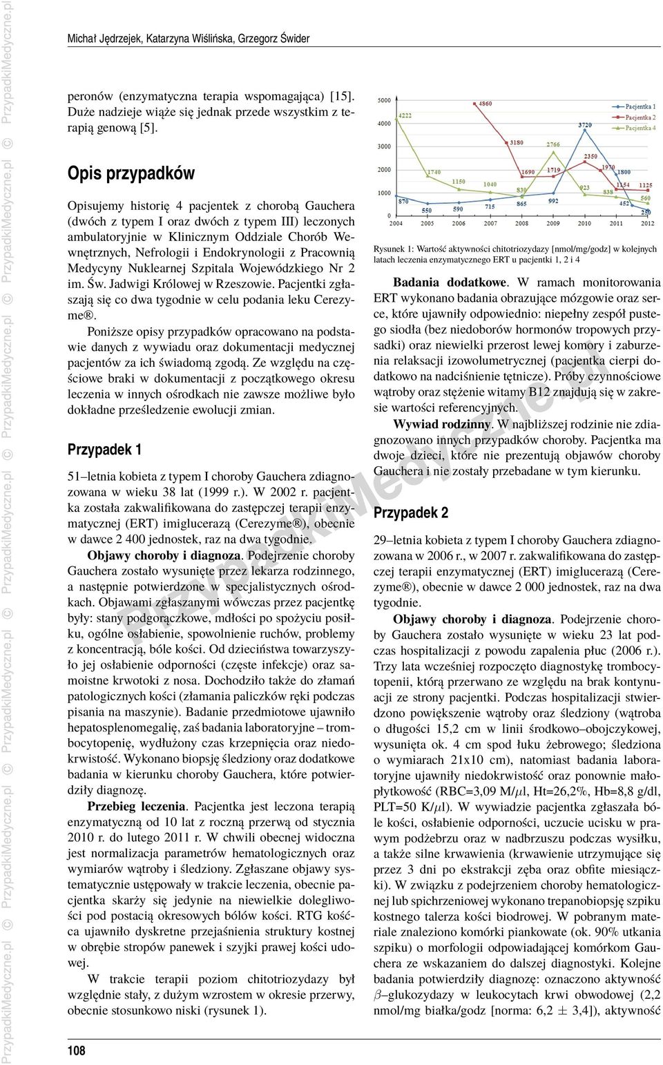 Endokrynologii z Pracownią Medycyny Nuklearnej Szpitala Wojewódzkiego Nr 2 im. Św. Jadwigi Królowej w Rzeszowie. Pacjentki zgłaszają się co dwa tygodnie w celu podania leku Cerezyme.