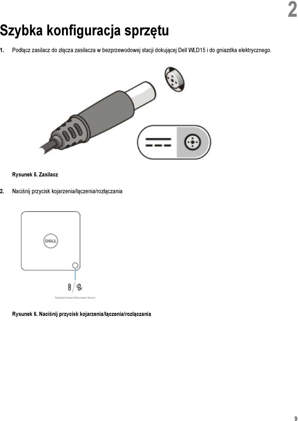 dokującej Dell WLD15 i do gniazdka elektrycznego. Rysunek 5.