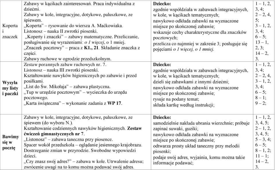 Składanie znaczka z części. Zabawy ruchowe w ogrodzie przedszkolnym. Zestaw porannych zabaw ruchowych nr. 7. Listonosz nauka III zwrotki piosenki.