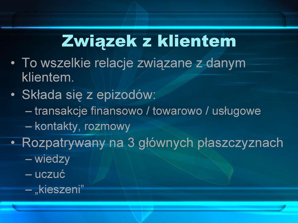 Składa się z epizodów: transakcje finansowo /