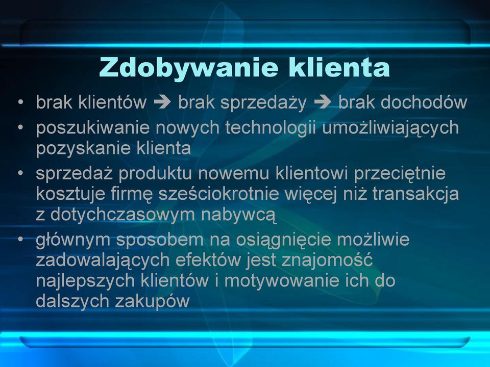 sześciokrotnie więcej niż transakcja z dotychczasowym nabywcą głównym sposobem na osiągnięcie