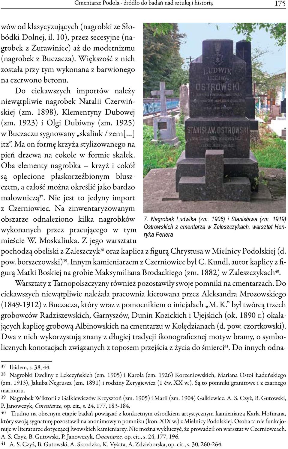 Do ciekawszych importów należy niewątpliwie nagrobek Natalii Czerwińskiej (zm. 1898), Klementyny Dubowej (zm. 1923) i Olgi Dubiwny (zm. 1925) w Buczaczu sygnowany skaliuk / zern[ ] itz.