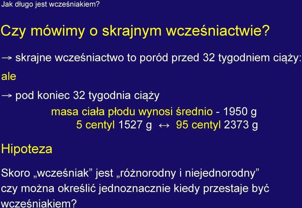 tygodnia ciąży Hipoteza masa ciała płodu wynosi średnio - 1950 g 5 centyl 1527 g