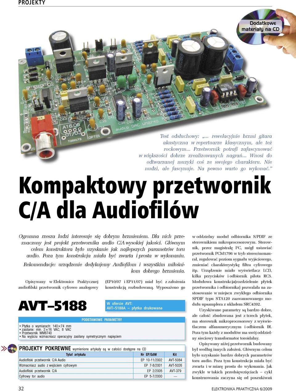 Kompaktowy przetwornik C/A dla Audiofilów Ogromna rzesza ludzi interesuje się dobrym brzmieniem. Dla nich przeznaczony jest projekt przetwornika audio C/A wysokiej jakości.