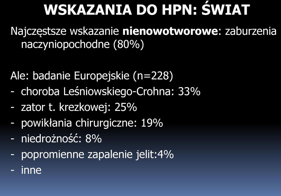 choroba Leśniowskiego-Crohna: 33% - zator t.