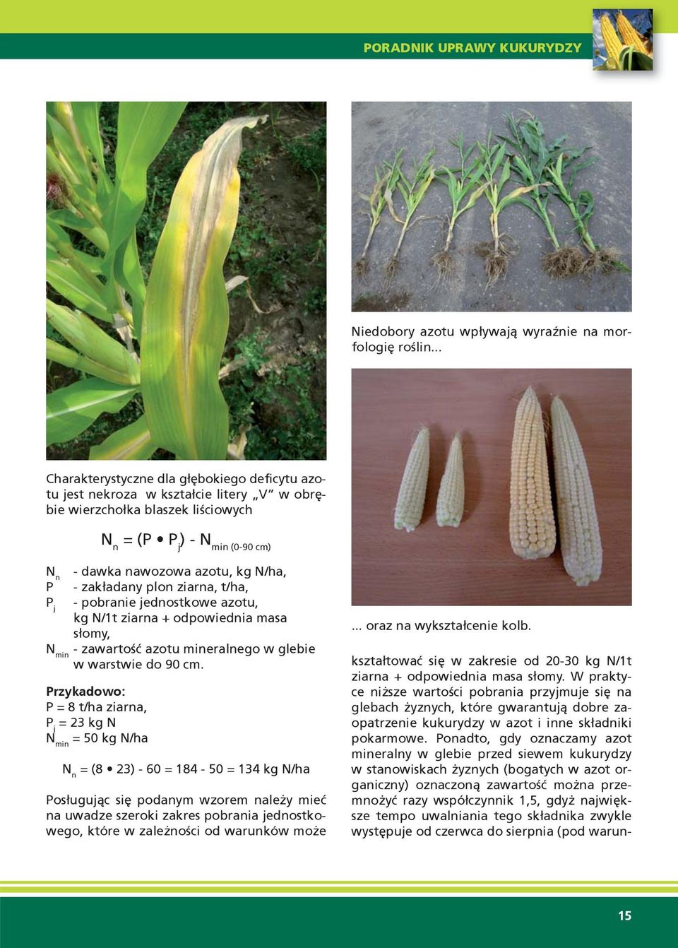 zakładany plon ziarna, t/ha, P j - pobranie jednostkowe azotu, kg N/1t ziarna + odpowiednia masa słomy, N min - zawartość azotu mineralnego w glebie w warstwie do 90 cm.