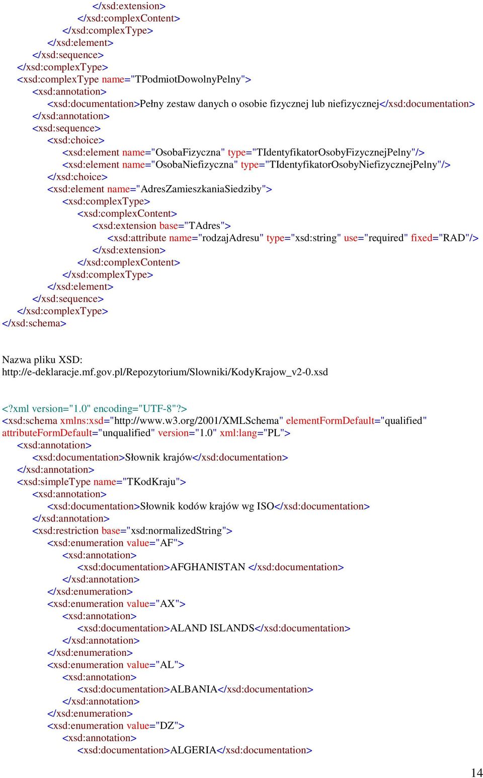 type="tidentyfikatorosobyniefizycznejpelny"/> </xsd:choice> <xsd:element name="adreszamieszkaniasiedziby"> <xsd:complextype> <xsd:complexcontent> <xsd:extension base="tadres"> <xsd:attribute