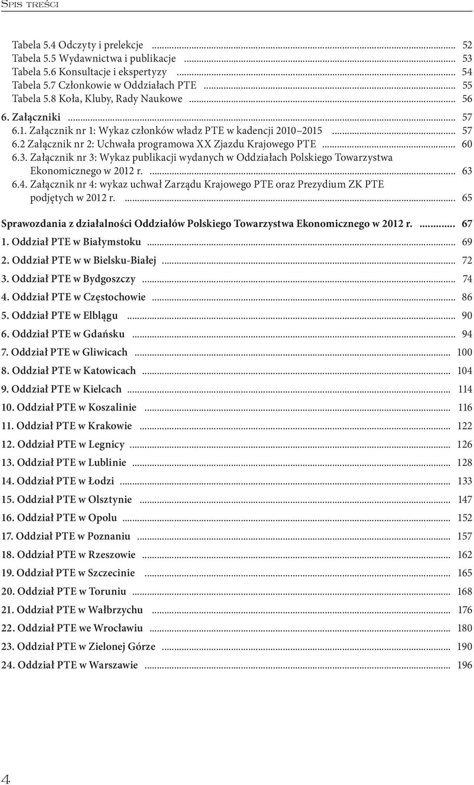 Załącznik nr 3: Wykaz publikacji wydanych w Oddziałach Polskiego Towarzystwa Ekonomicznego w 2012 r.... 63 6.4.