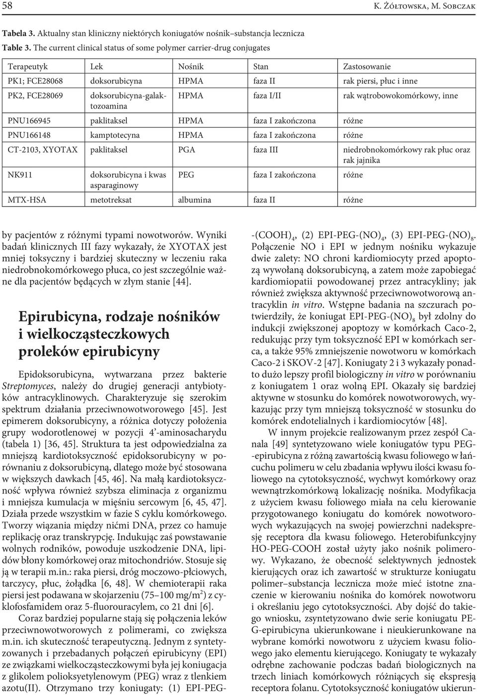 Połączenie N i EPI w jednym nośniku wykazuje dwie zalety: N chroni kardiomiocyty przed apoptozą wywołaną doksorubicyną, a zatem może zapobiegać kardiomiopatii powodowanej przez antracykliny; jak