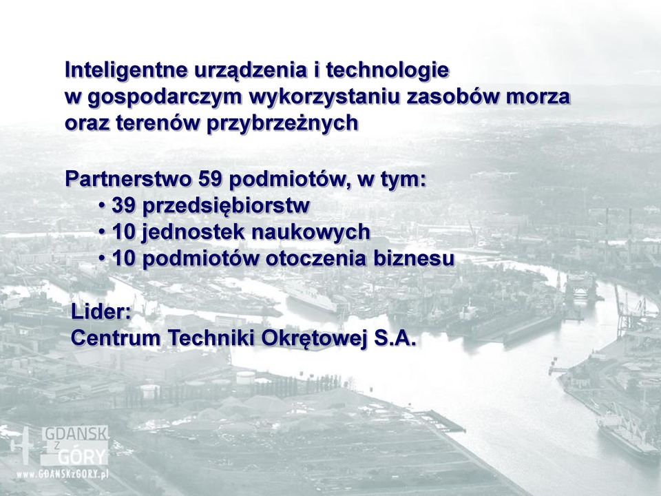 Partnerstwo 59 podmiotów, w tym: 39 przedsiębiorstw 10