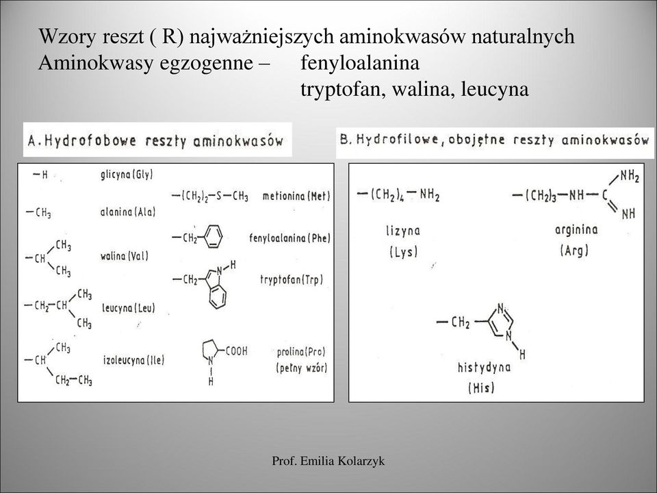 naturalnych Aminokwasy