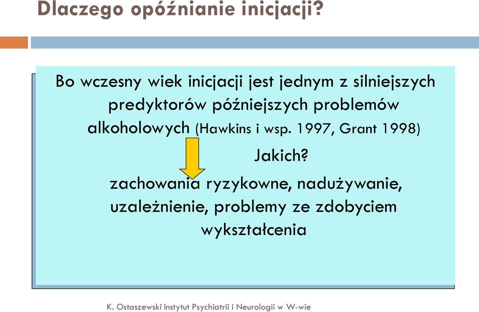 późniejszych problemów alkoholowych (Hawkins i wsp.