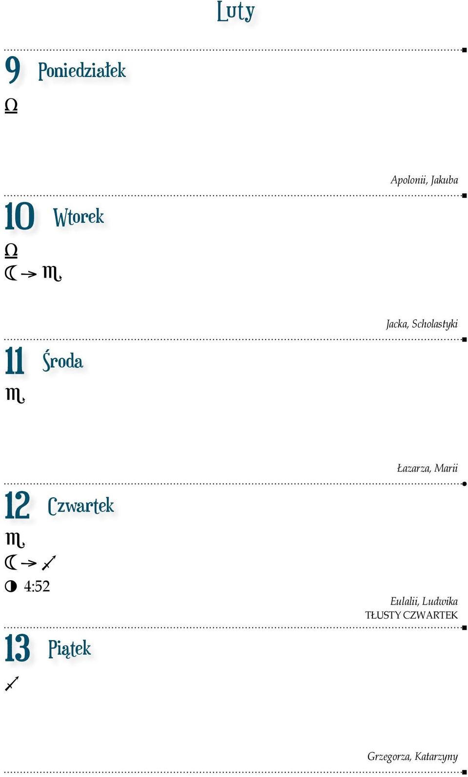 Łazarza, Marii 12 Czwartek H Z > I ^ 4:52