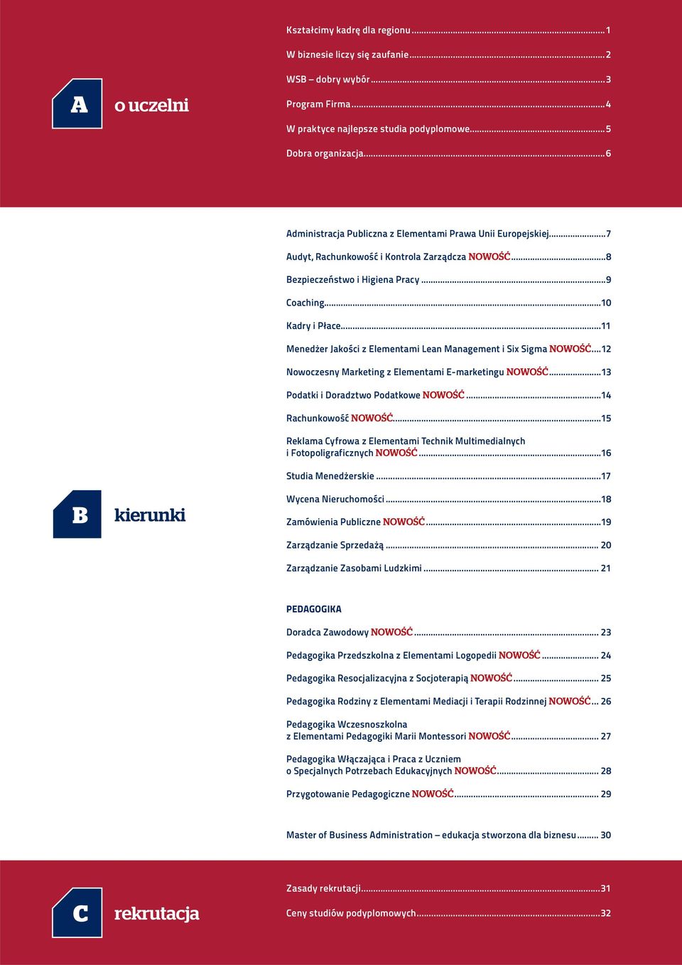 ..11 Menedżer Jakości z Elementami Lean Management i Six Sigma NOWOŚĆ...12 Nowoczesny Marketing z Elementami E-marketingu NOWOŚĆ...13 Podatki i Doradztwo Podatkowe NOWOŚĆ...14 Rachunkowość NOWOŚĆ.