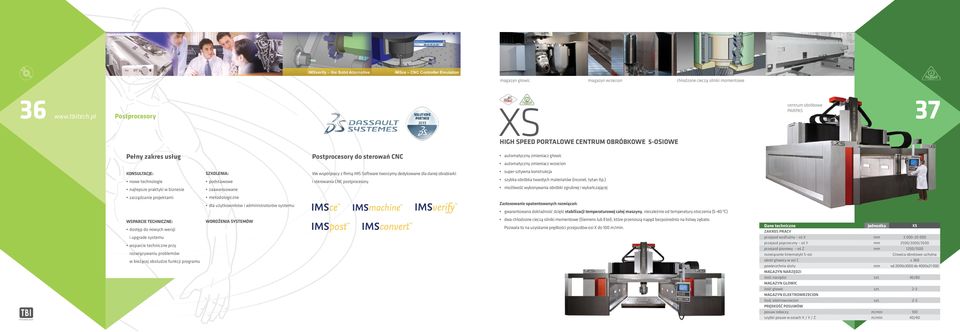 Software tworzymy dedykowane dla danej obrabiarki i sterowania CNC postprocesory. super sztywna konstrukcja szybka obróbka twardych materiałów (inconel, tytan itp.