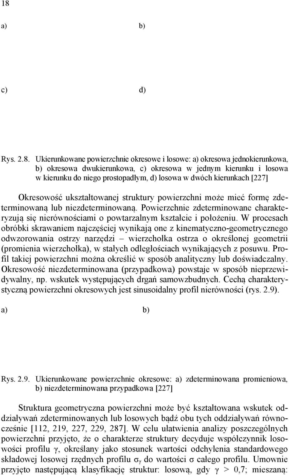 Powierzchnie zdeterminowane charakteryzują się nierównościami o powtarzalnym kształcie i położeniu.