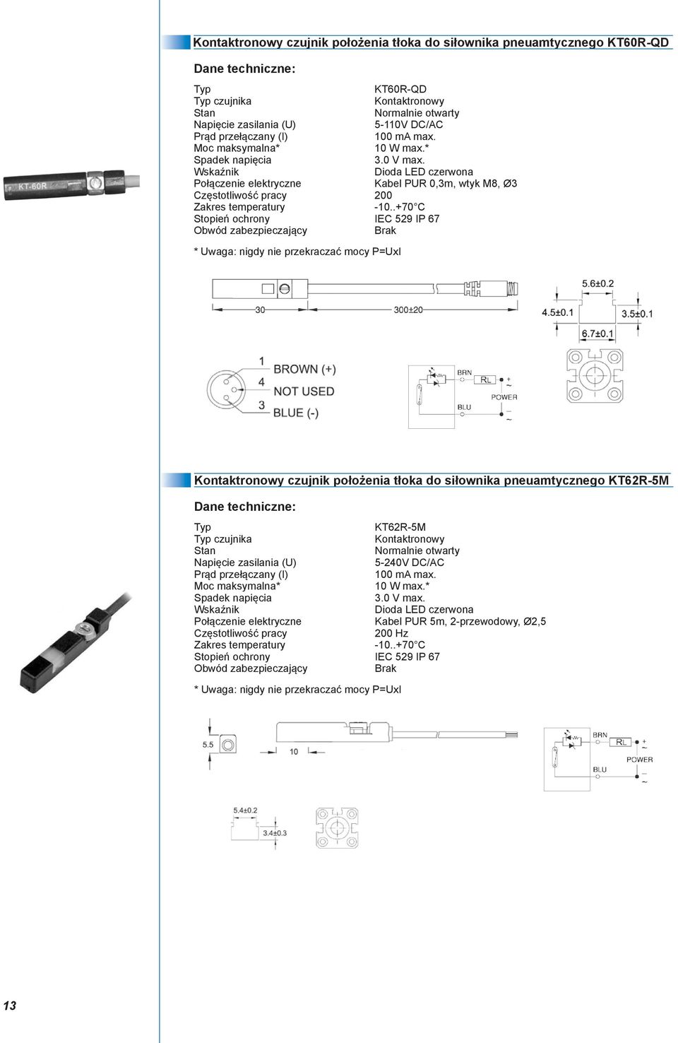 Dioda LED czerwona Kabel PUR 0,3m, wtyk M8, Ø3 200-10.